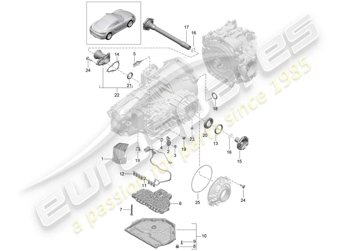 porsche 2017 (718 cayman) - pdk - diagrama de piezas
