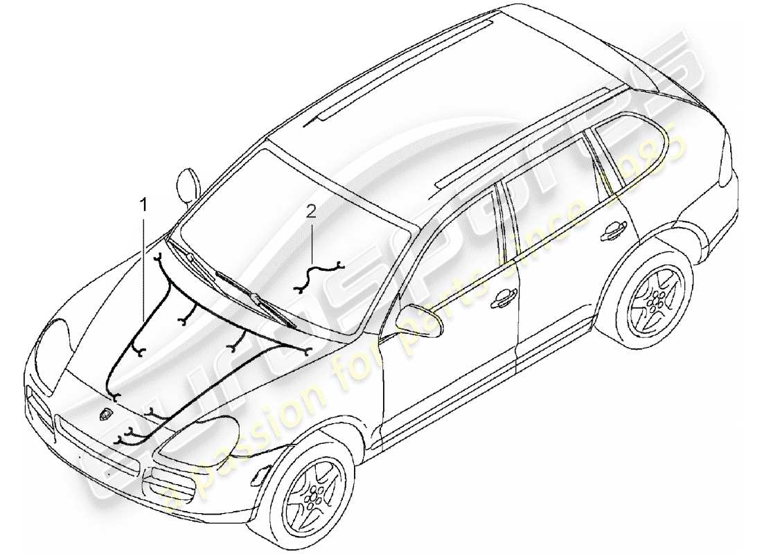 porsche 2004 (cayenne e1 9pa) cableando arneses diagrama de piezas