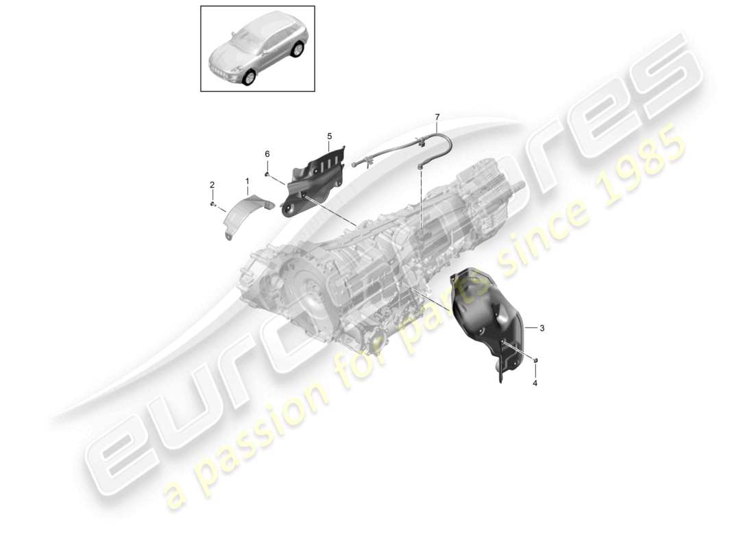 porsche 2018 (macan) 7-speed caja de cambios de doble embrague - pdk - diagrama de piezas de accesorios