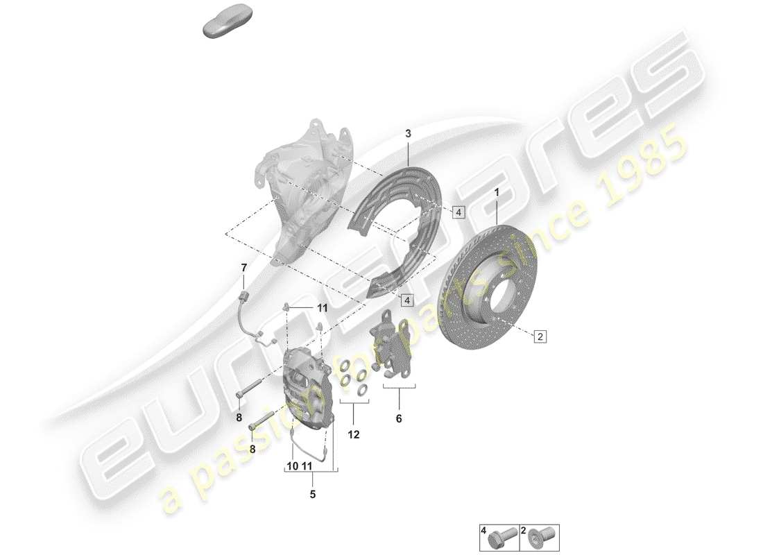 porsche 2020 (992-1) frenos de disco diagrama de piezas