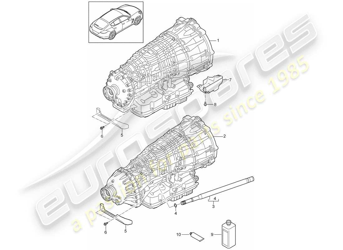 porsche 2016 (panamera 970) 7-speed caja de cambios de doble embrague diagrama de piezas