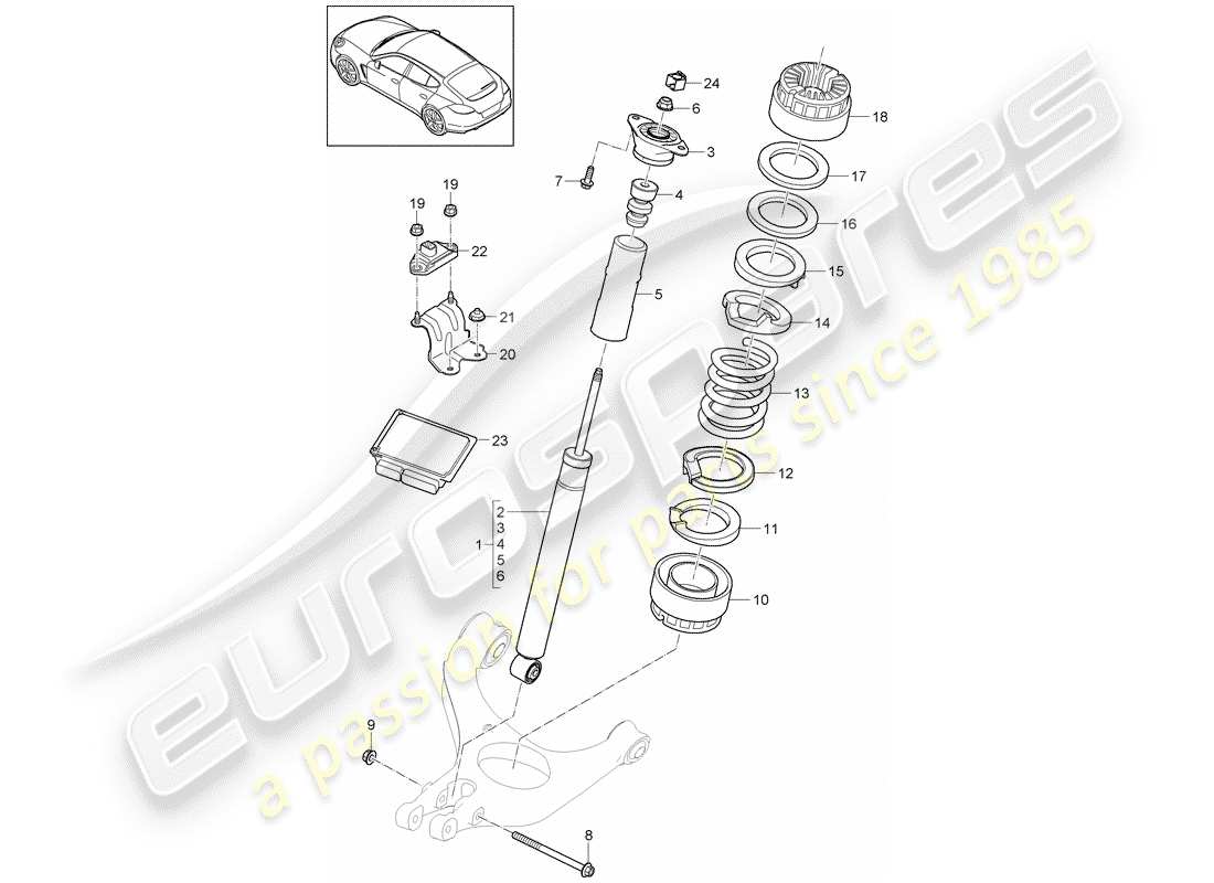 porsche 2014 (panamera 970) diagrama de piezas de suspensión