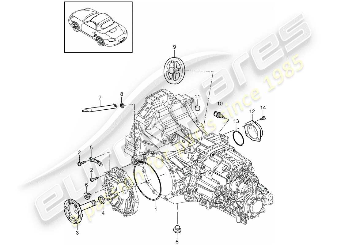 porsche 2011 (987 boxster) transmisión de repuesto diagrama de piezas