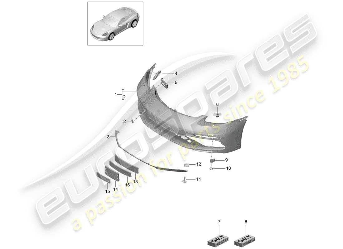 porsche 2018 (718 cayman) parachoque diagrama de piezas