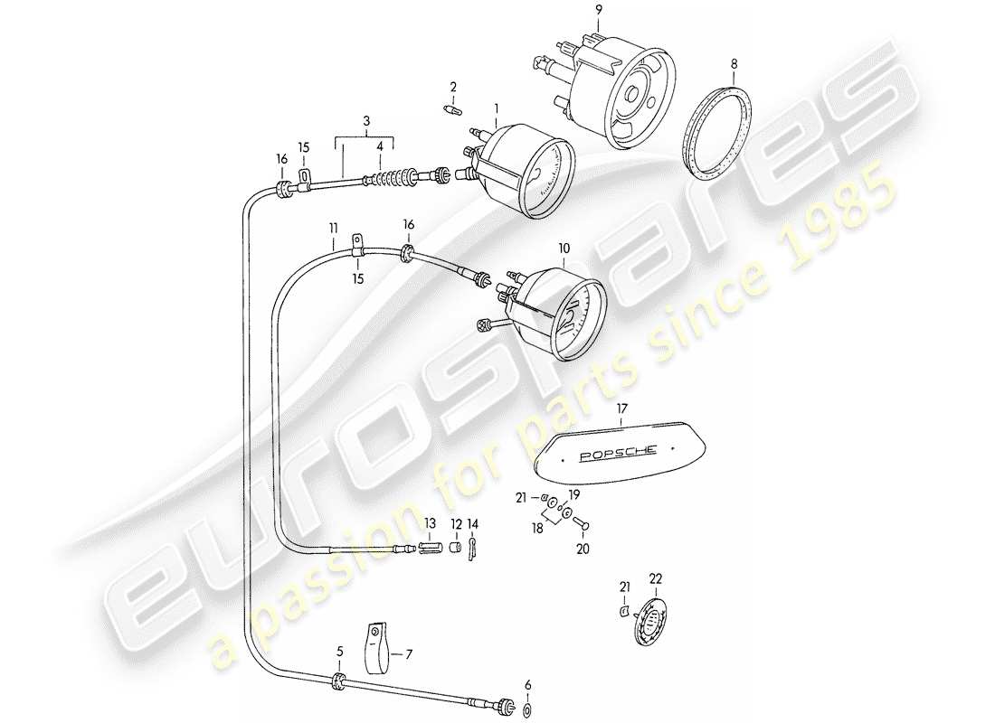porsche 1956 (356/356a) instruments diagrama de piezas