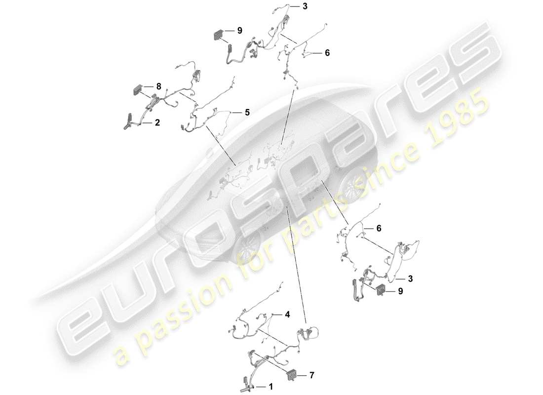 porsche 2020 (cayenne e3 9ya/9yb) arneses de cableado diagrama de piezas