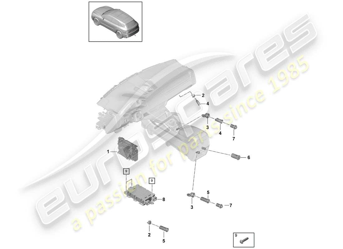 porsche 2020 (cayenne e3 9ya/9yb) diagrama de piezas del transformador de voltaje