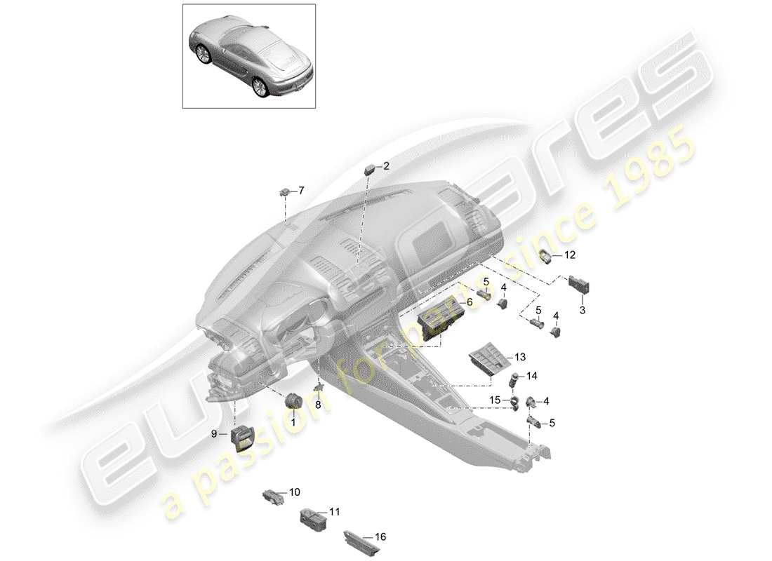 porsche cayman 981 (2015) diagrama de piezas del interruptor