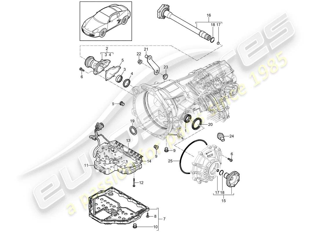 porsche 2011 (987 cayman) - pdk - diagrama de piezas