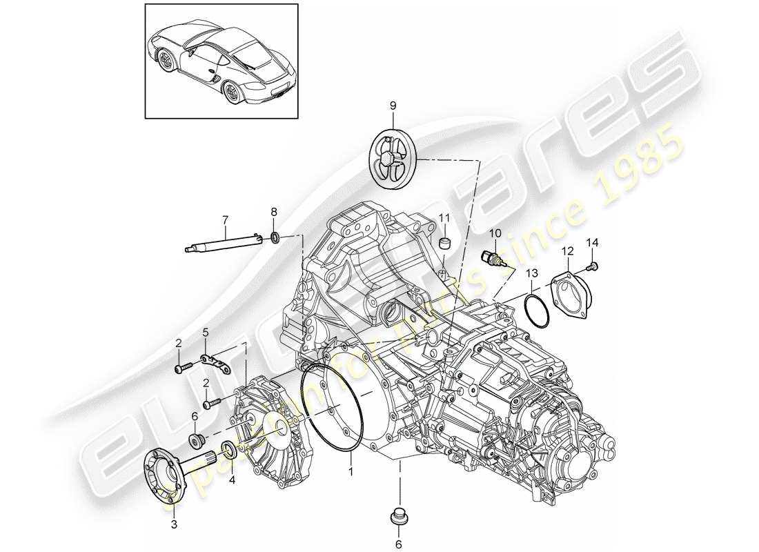 porsche 2011 (987 cayman) transmisión de repuesto diagrama de piezas