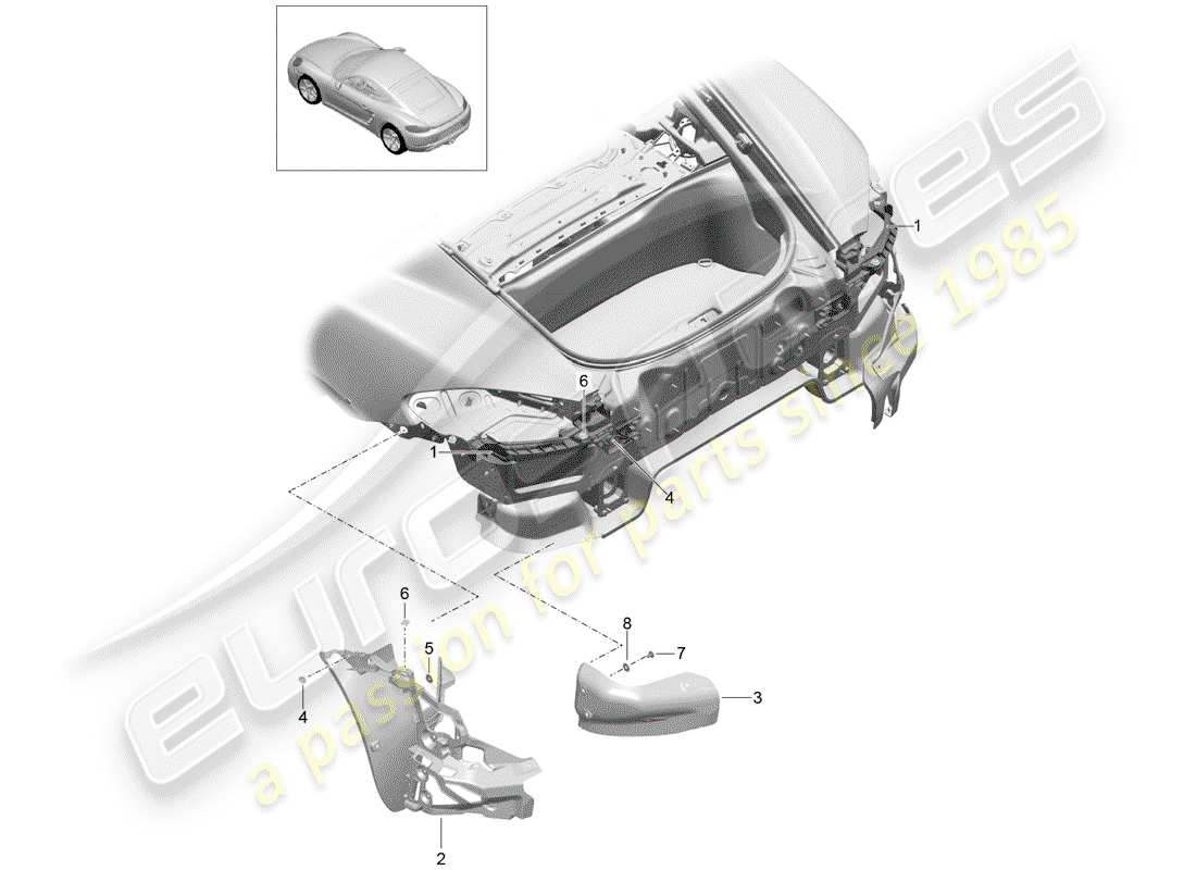 porsche 2017 (718 cayman) diagrama de piezas de sujetadores