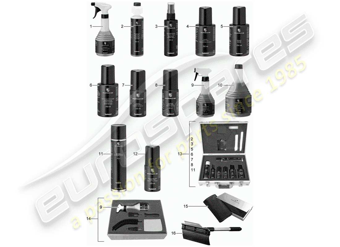 porsche 2012 (tequipment) agente de limpieza diagrama de piezas