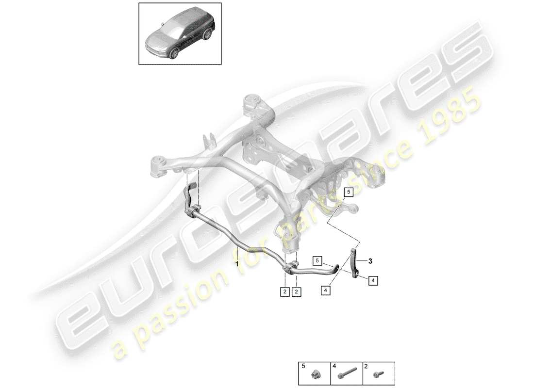 porsche 2019 (cayenne e3 9ya/9yb) estabilizador diagrama de piezas