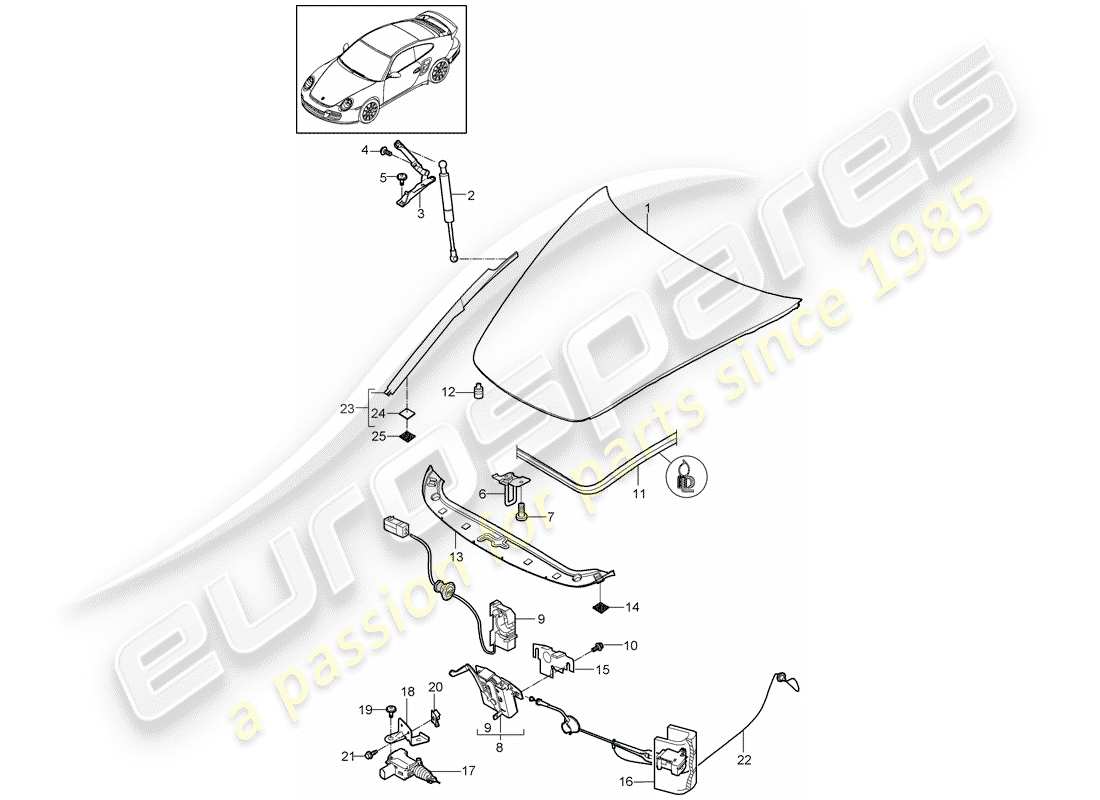 porsche 2012 (997-2 turbo / gt2 rs) cubrir diagrama de piezas