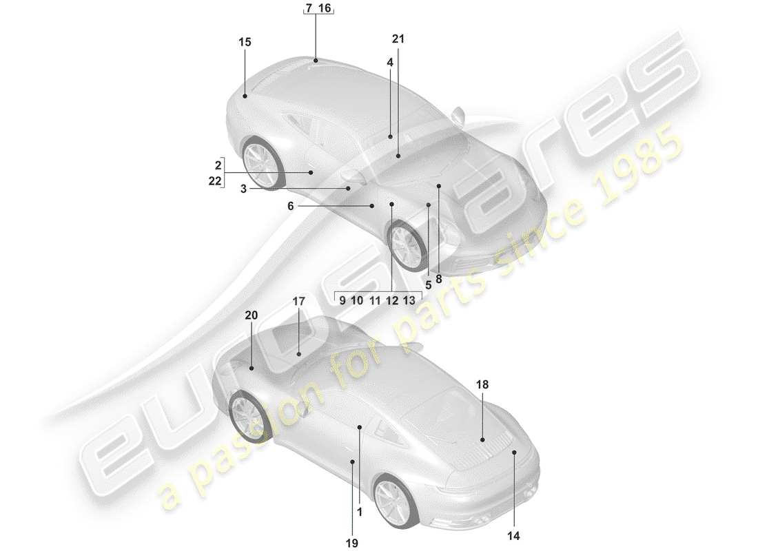 porsche 2019 (992-1) señales/avisos diagrama de piezas