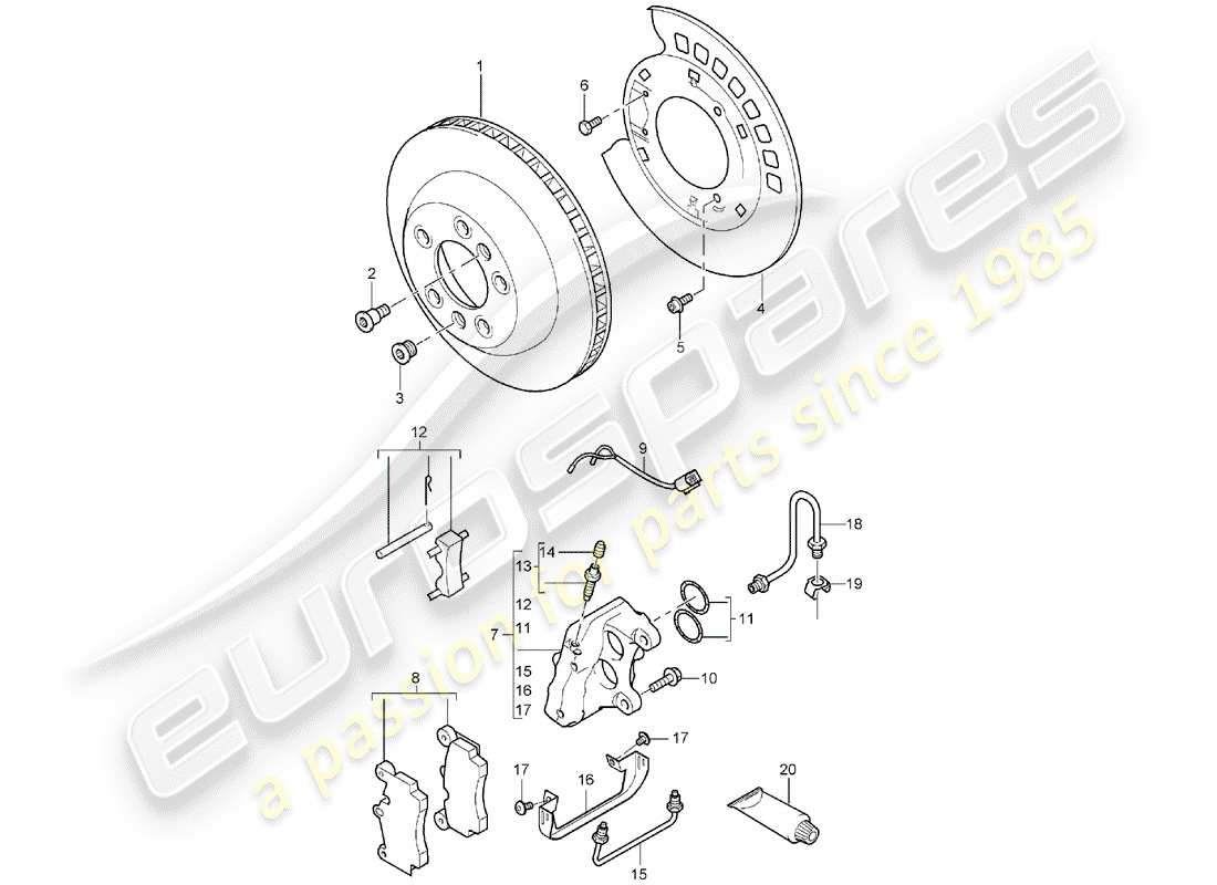 porsche 2003 (cayenne e1 9pa) frenos de disco diagrama de piezas