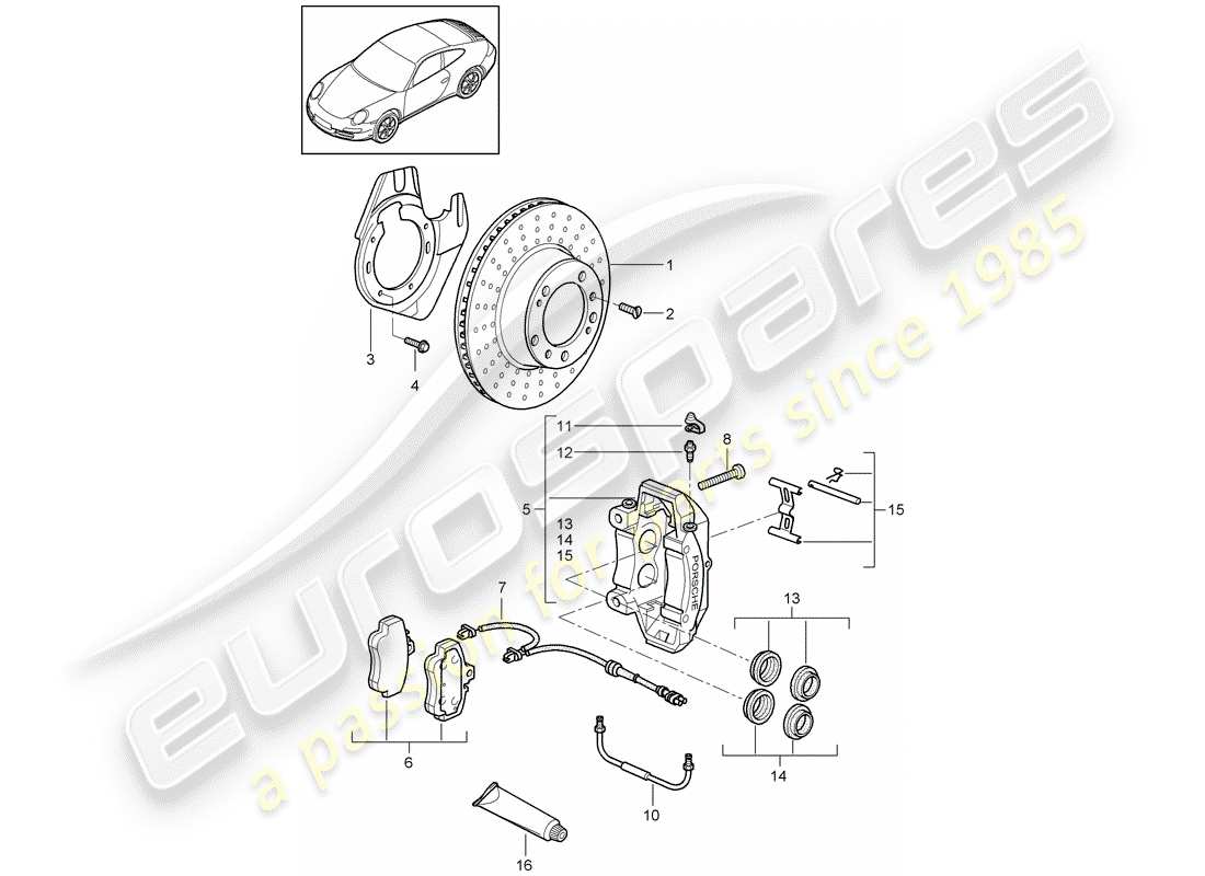 porsche 2011 (997-2) frenos de disco diagrama de piezas