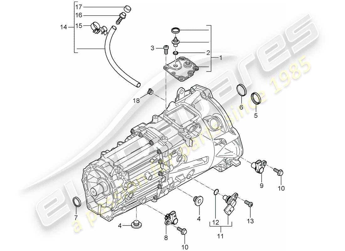 porsche 2008 (cayenne e1 9pa) transmisión de repuesto diagrama de piezas