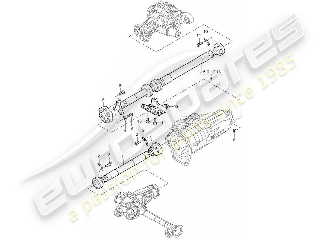 porsche 2008 (cayenne e1 9pa) diagrama de piezas del eje de hélice