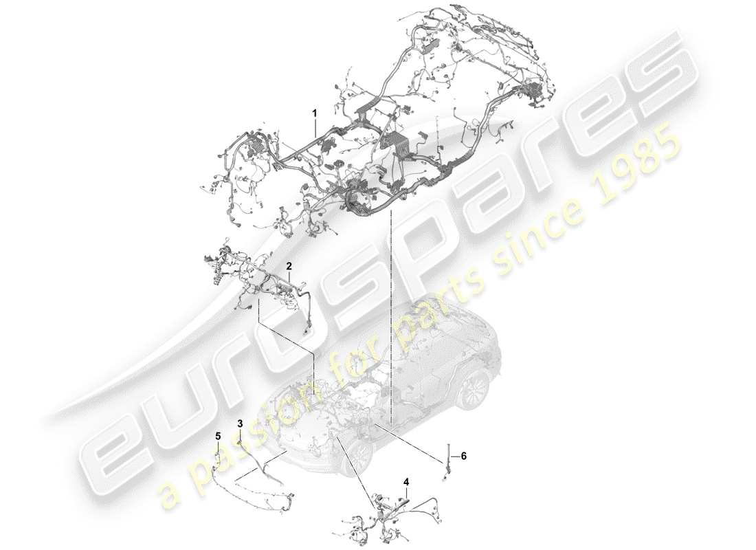 porsche 2019 (cayenne e3 9ya/9yb) cableando arneses diagrama de piezas