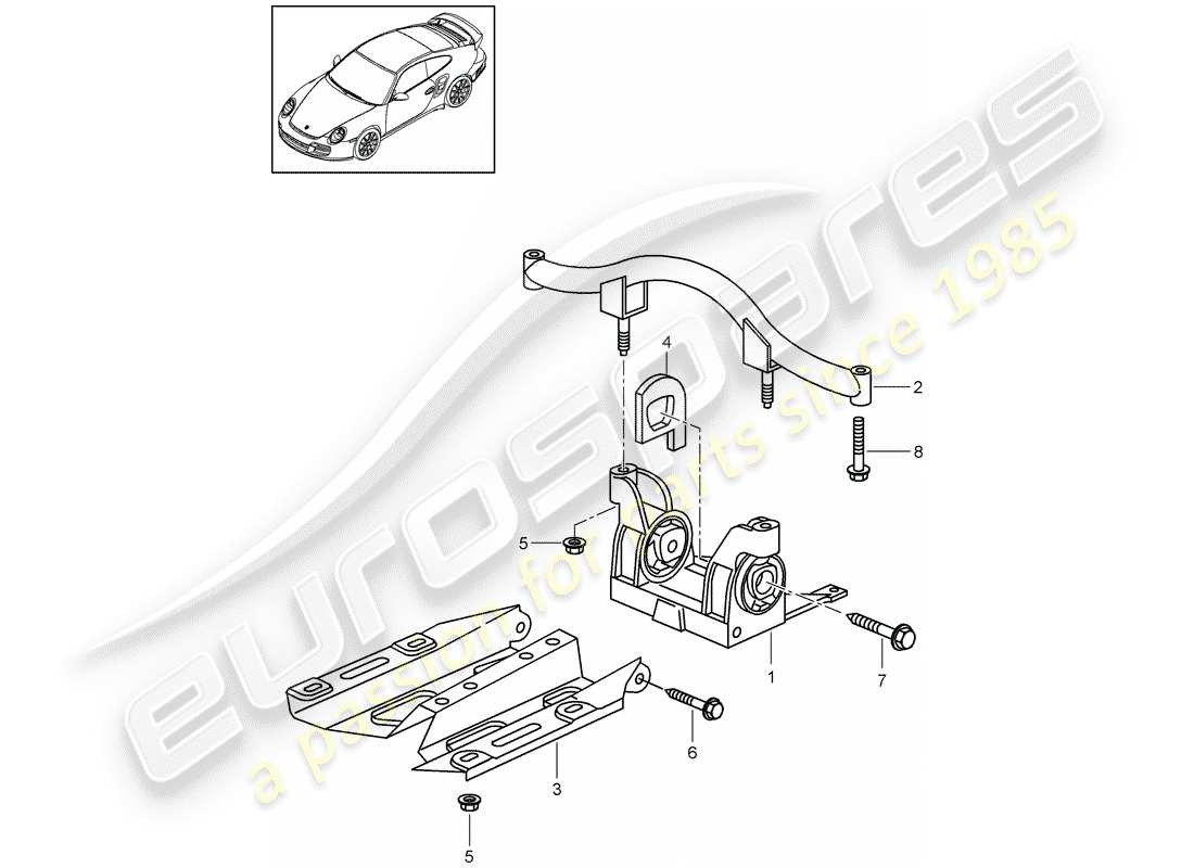 porsche 2012 (997-2 turbo / gt2 rs) suspensión de la transmisión diagrama de piezas