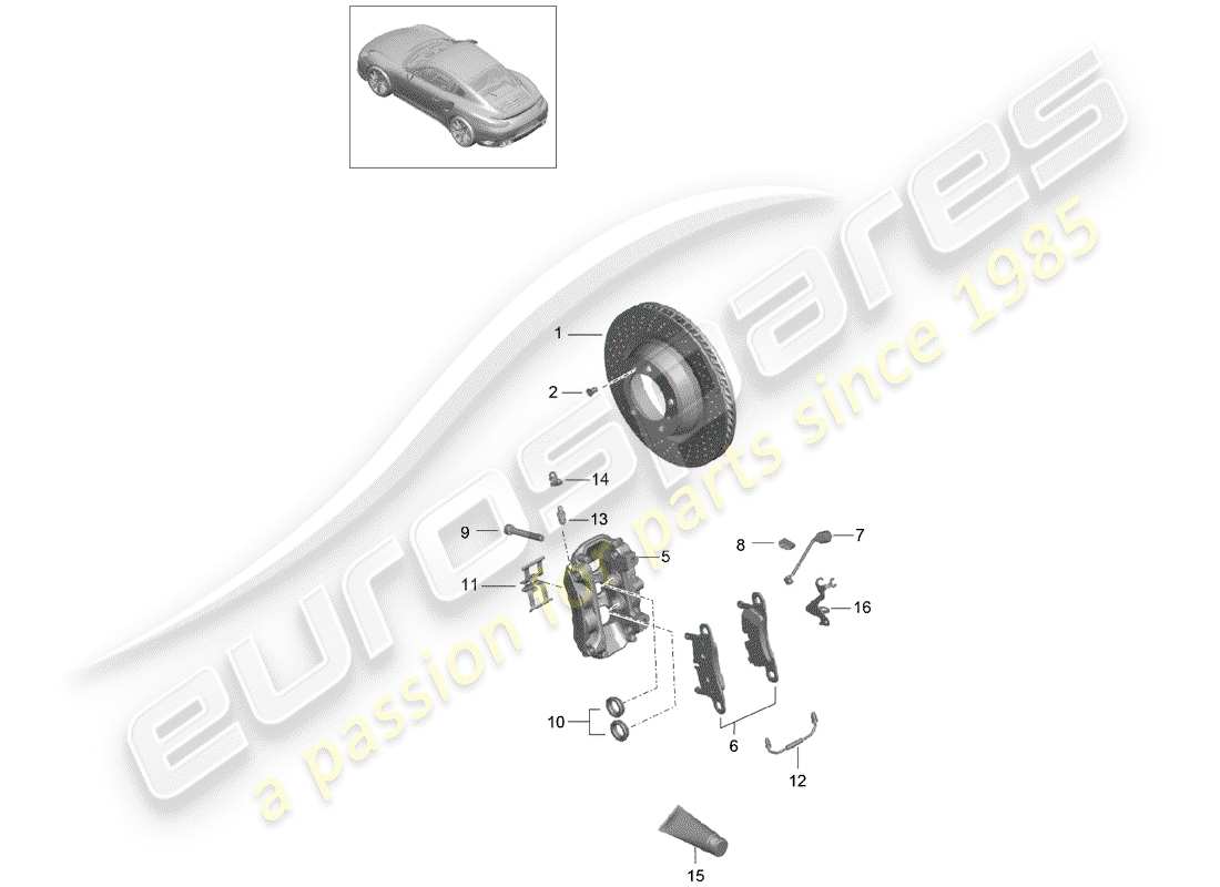 porsche 2020 (991-2 turbo) frenos de disco diagrama de piezas