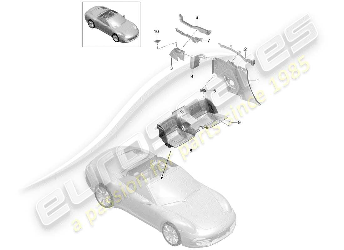 porsche 2015 (991-1) panel lateral diagrama de piezas
