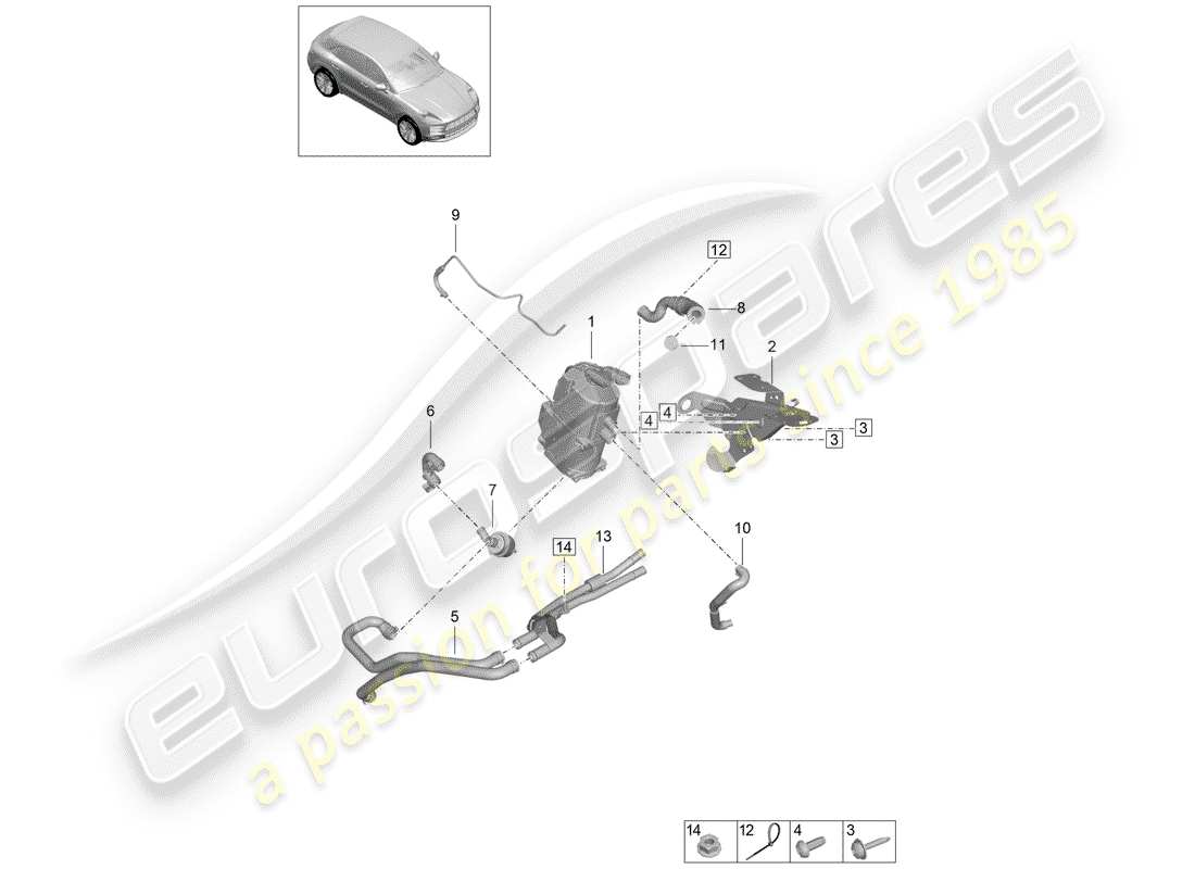 porsche 2020 (macan) diagrama de piezas del calentador adicional