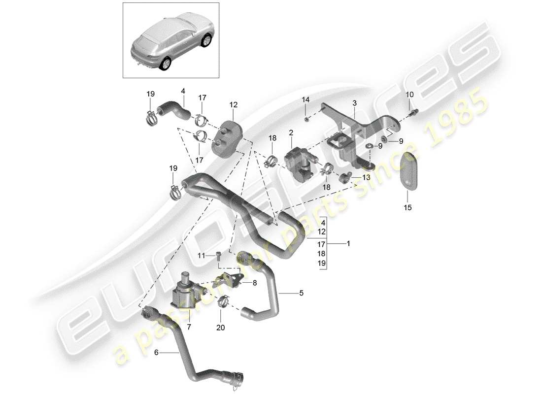 porsche 2018 (macan) calefacción, aire acondicionado. sistema diagrama de piezas