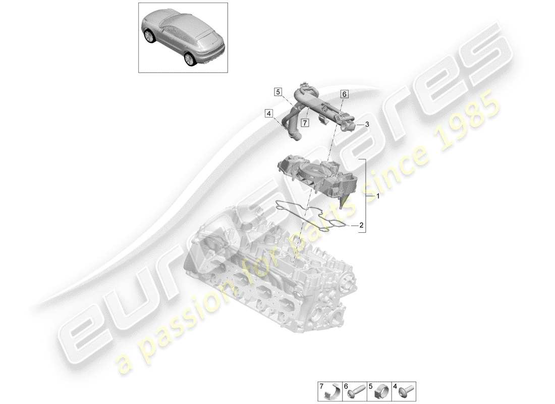 porsche 2019 (macan) diagrama de piezas del separador de aceite