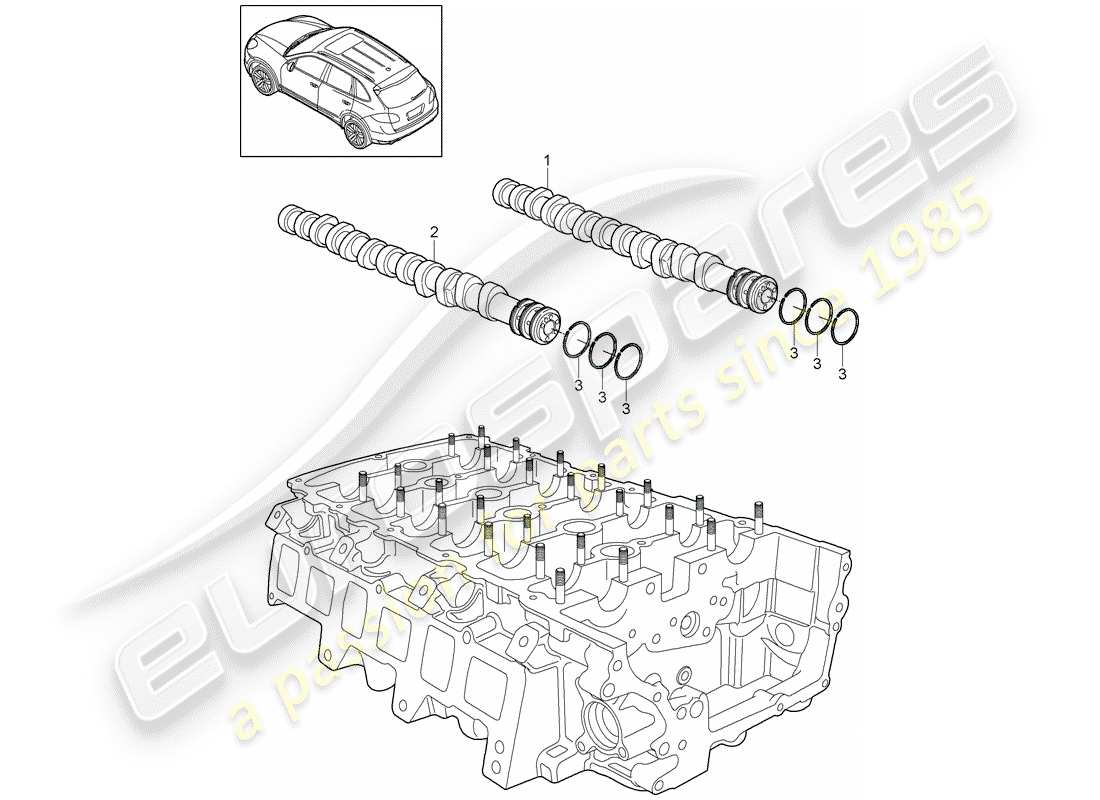 porsche 2016 (cayenne e2 92a) diagrama de piezas del árbol de levas
