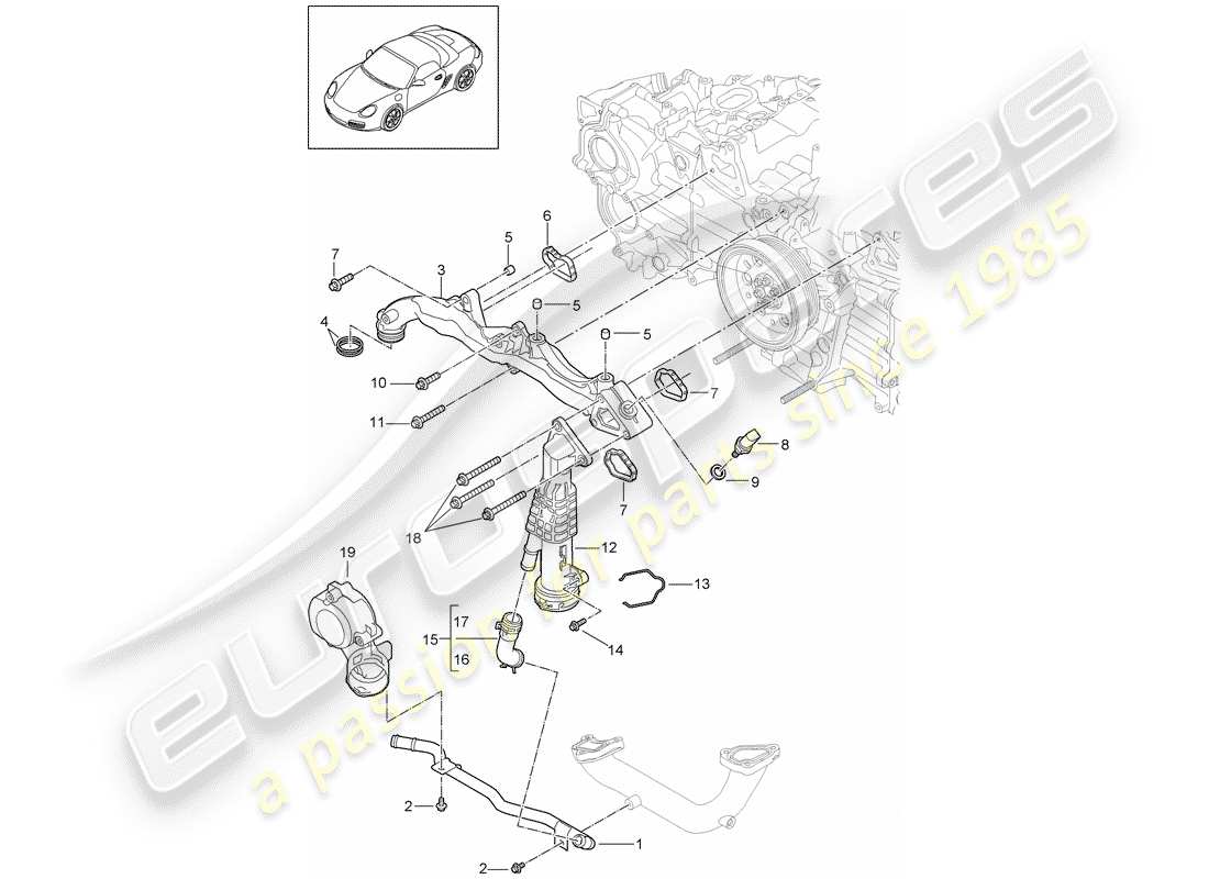 porsche 2012 (987 boxster) diagrama de piezas del sub-marco