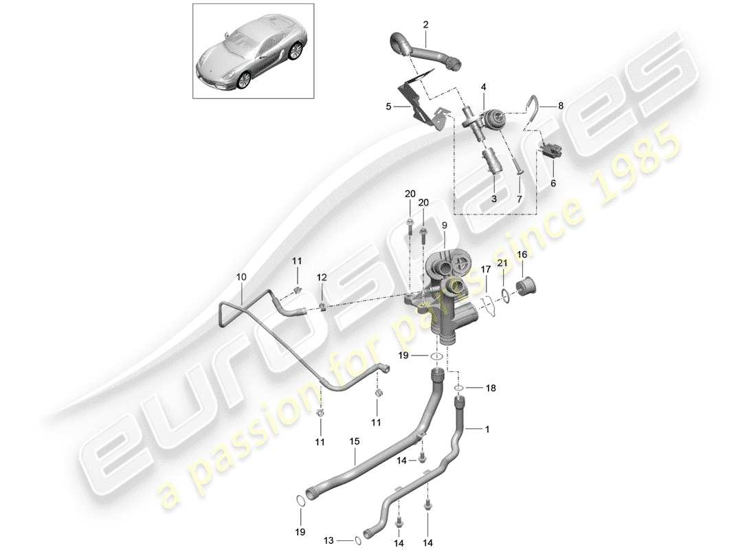 porsche 2016 (981 cayman) conexión diagrama de piezas