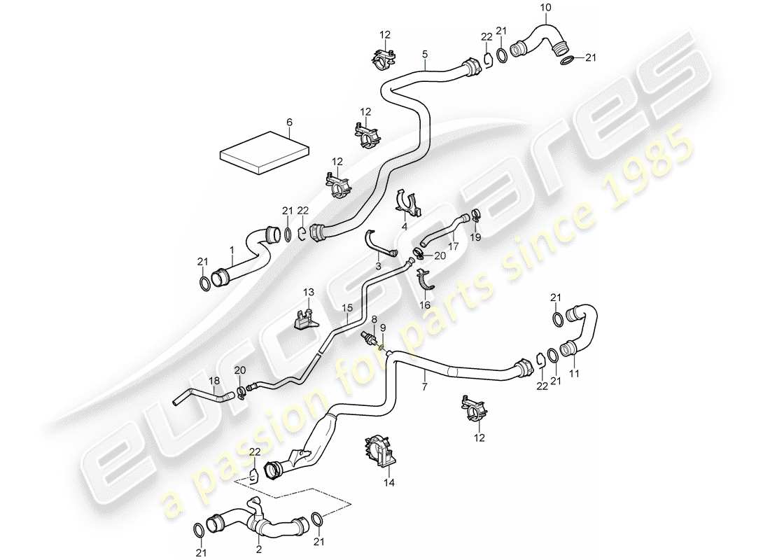 porsche 2007 (997-1 gt3) refrigeración por agua 1 diagrama de piezas