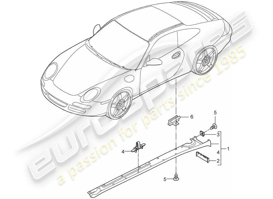porsche 2010 (997-2) moldura de larguero diagrama de piezas