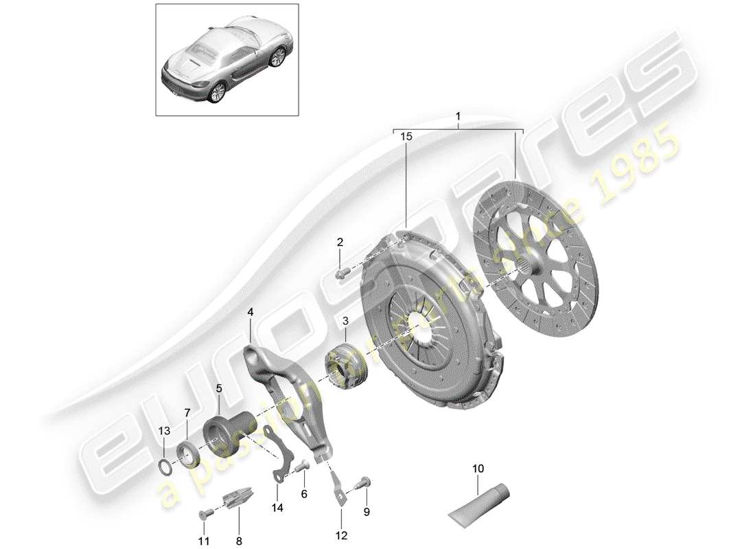 porsche 2016 (981 boxster) embrague diagrama de piezas