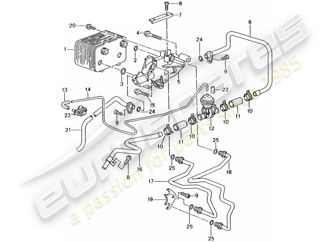 porsche 2002 (986 boxster) tiptronic - - - enfriador de aceite de engranajes - línea de presión de aceite para - enfriamiento de aceite de engranajes diagrama de piezas