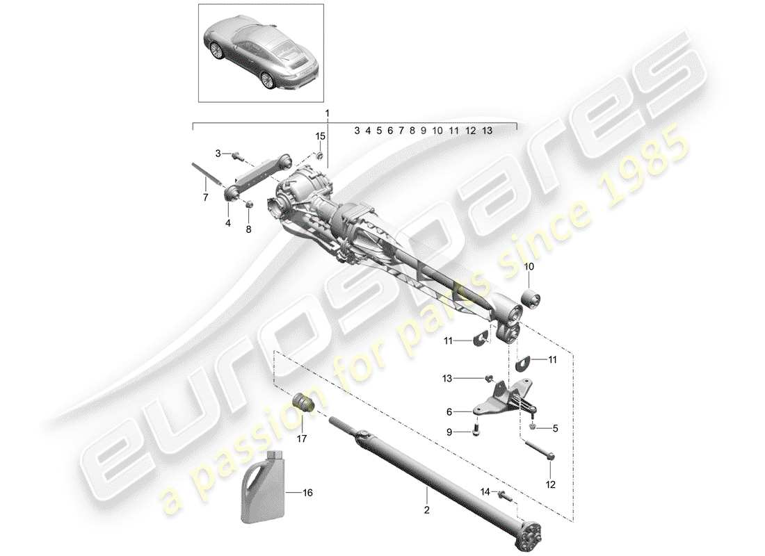 porsche 2017 (991-2) diferencial del eje delantero diagrama de piezas