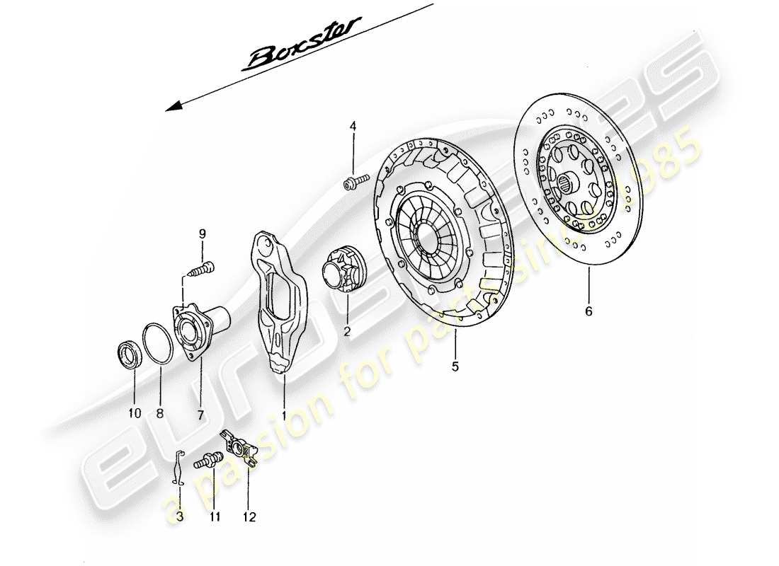 porsche 1998 (986 boxster) embrague diagrama de piezas