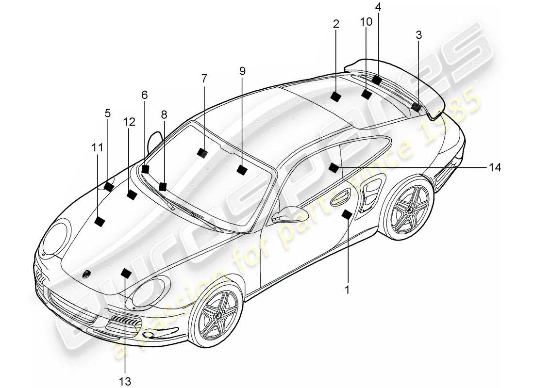 porsche 2013 (997-2 turbo / gt2 rs) señales/avisos diagrama de piezas