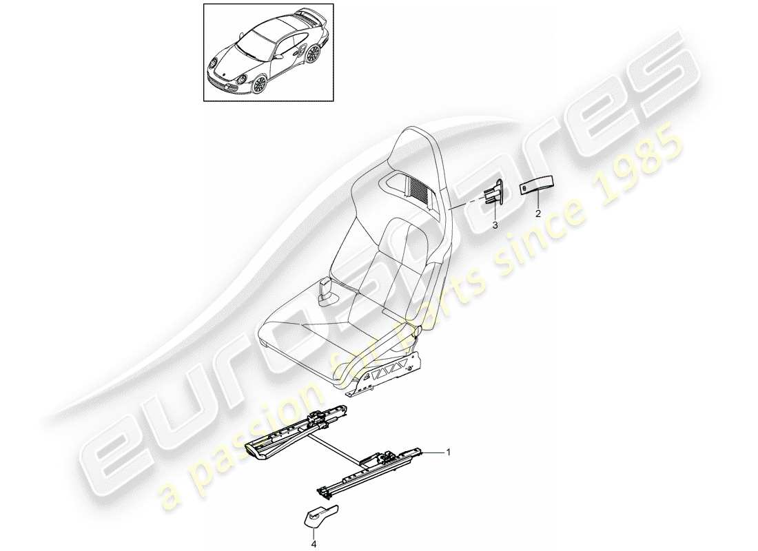 porsche 2013 (997-2 turbo / gt2 rs) diagrama de piezas de seat