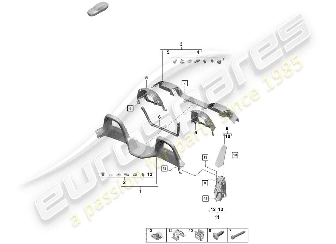 porsche 2020 (718 boxster spyder) adornos diagrama de piezas