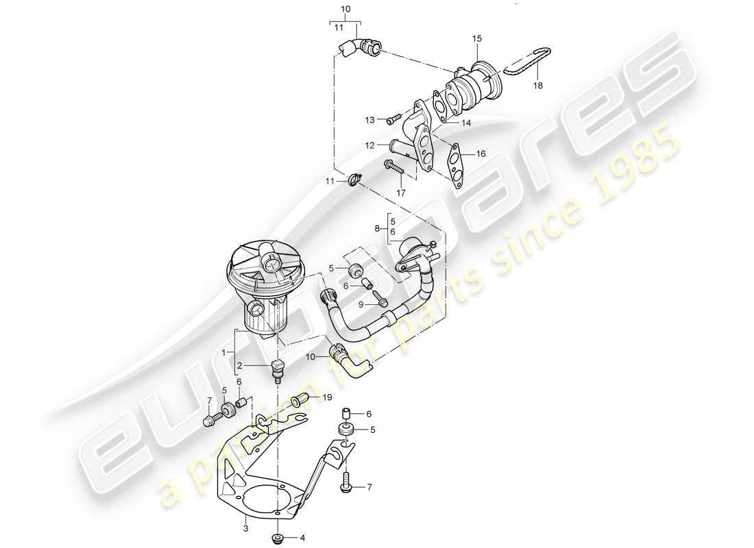 porsche 2006 (cayenne e1 9pa) diagrama de piezas de la bomba de aire secundario