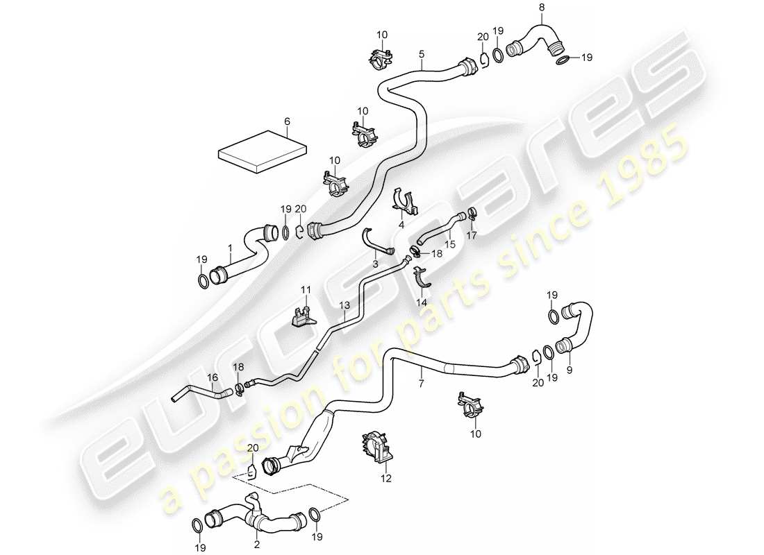 porsche 2007 (997-1 gt3) refrigeración por agua 1 diagrama de piezas