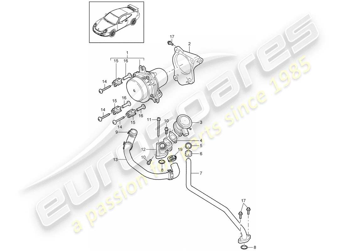 porsche 2008 (997-1 gt3) inyección de aire diagrama de piezas