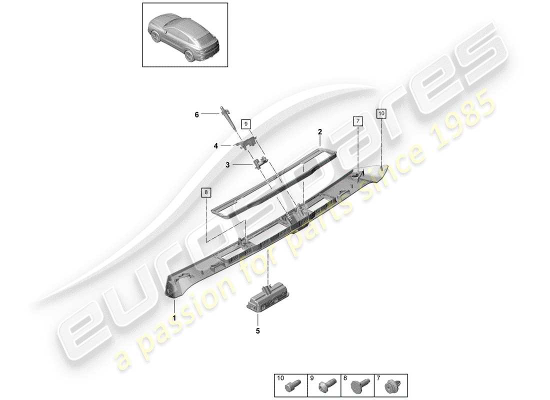 porsche 2020 (cayenne e3 9ya/9yb) diagrama de piezas de la tapa del maletero trasero