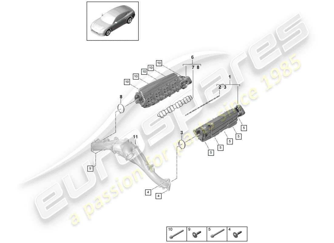 porsche 2019 (panamera 971-1) tubo de admisión diagrama de piezas