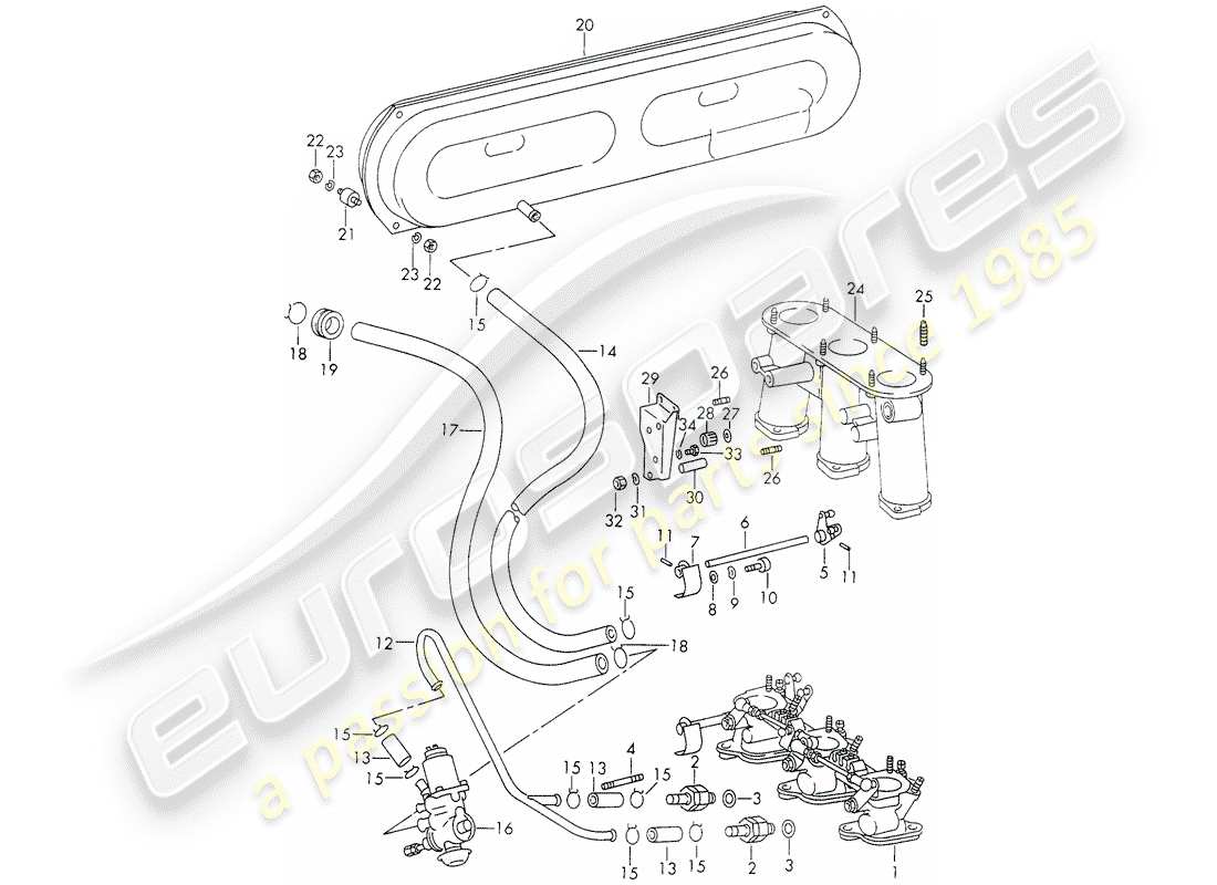 porsche 1973 (911) sistema de vacío - para - liberación del embrague - sistema de inyección - d >> - mj 1971 diagrama de piezas