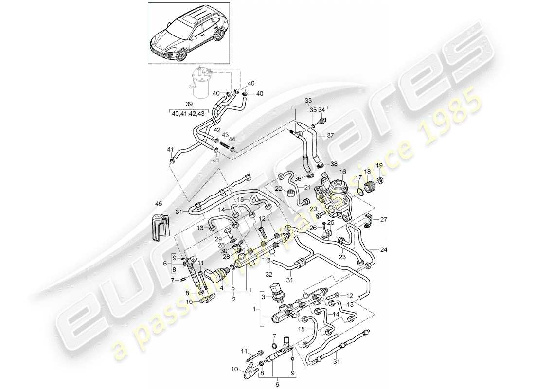 porsche 2017 (cayenne e2 92a) tubo de recogida de combustible diagrama de piezas