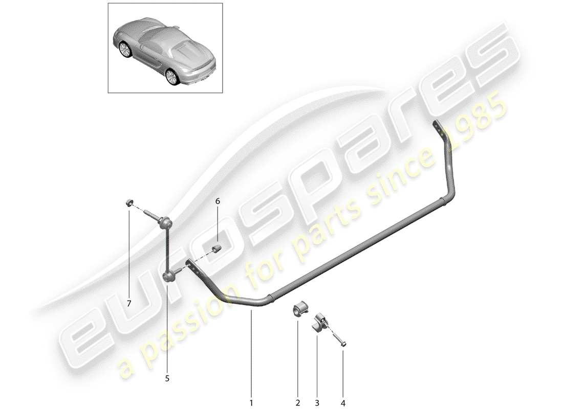 porsche 2016 (981 boxster spyder) estabilizador diagrama de piezas